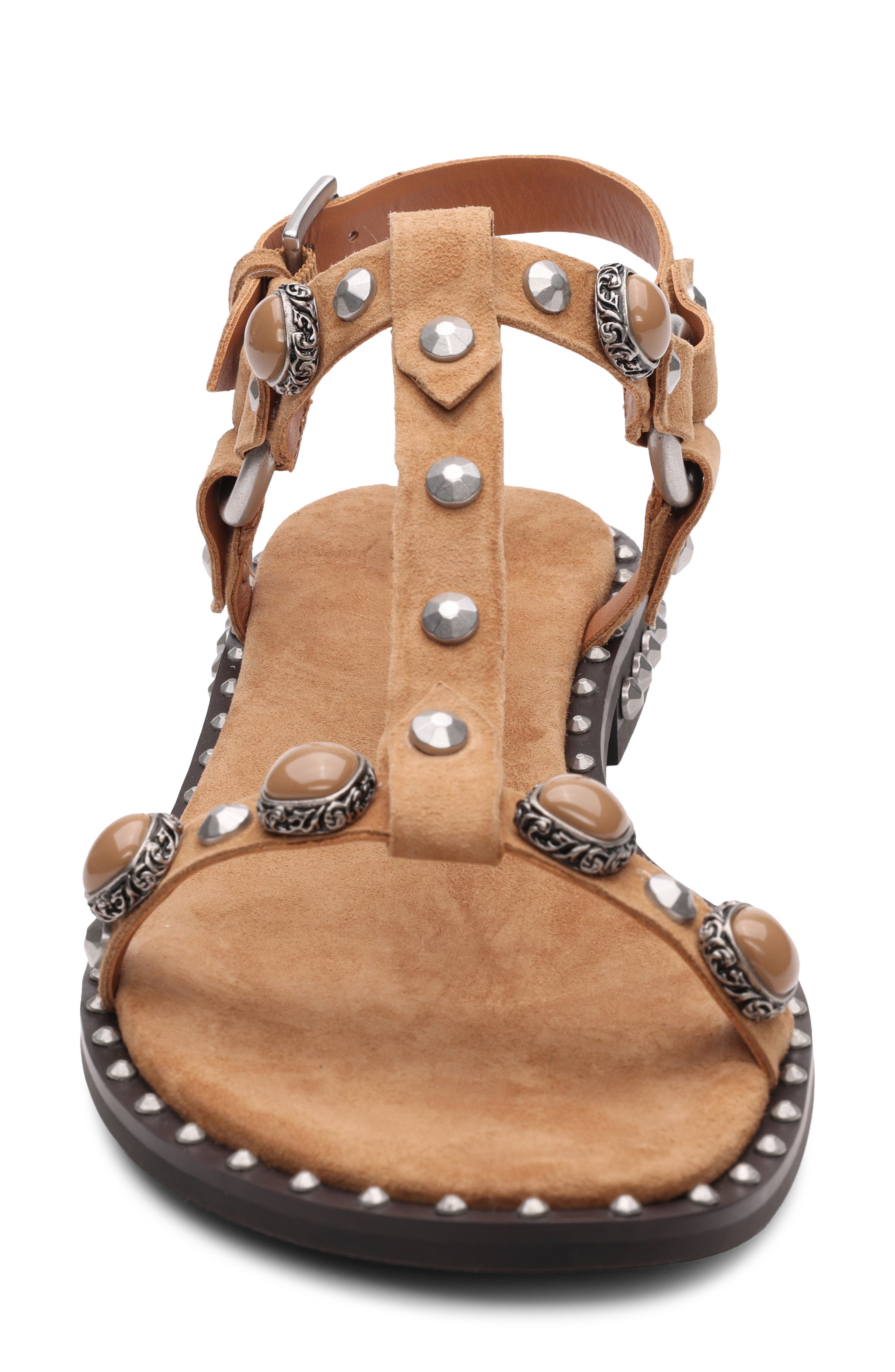 Pebble Stud Embellished Ankle Strap Sandal, Alternate, color, MOKA MOU