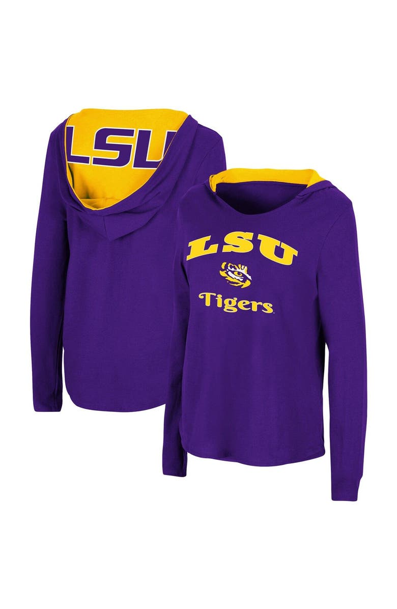 COLOSSEUM Women's Colosseum Purple LSU Tigers Catalina Hoodie Long Sleeve T-Shirt, Main, color, Purple