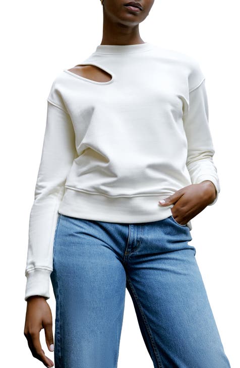 Cofitichequi White Crewneck Sweatshirt for Women