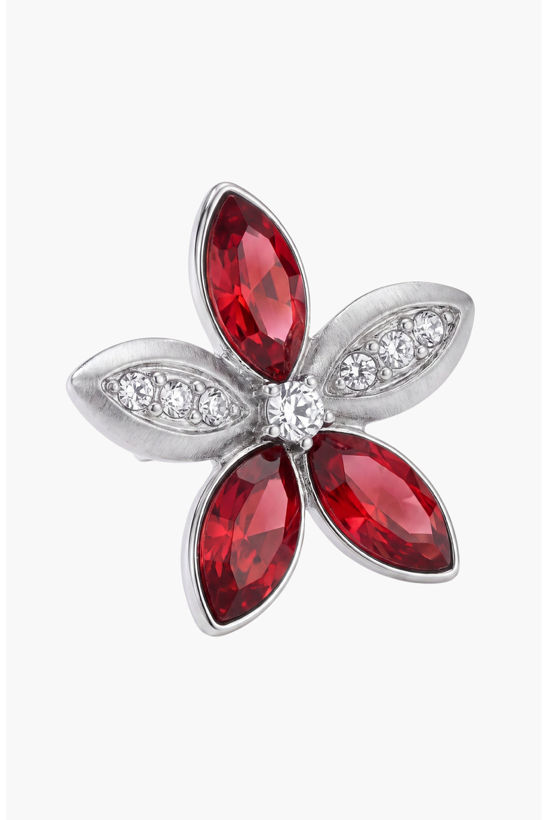 Elegant Crystal Flower Stud Earrings, Alternate, color, Red
