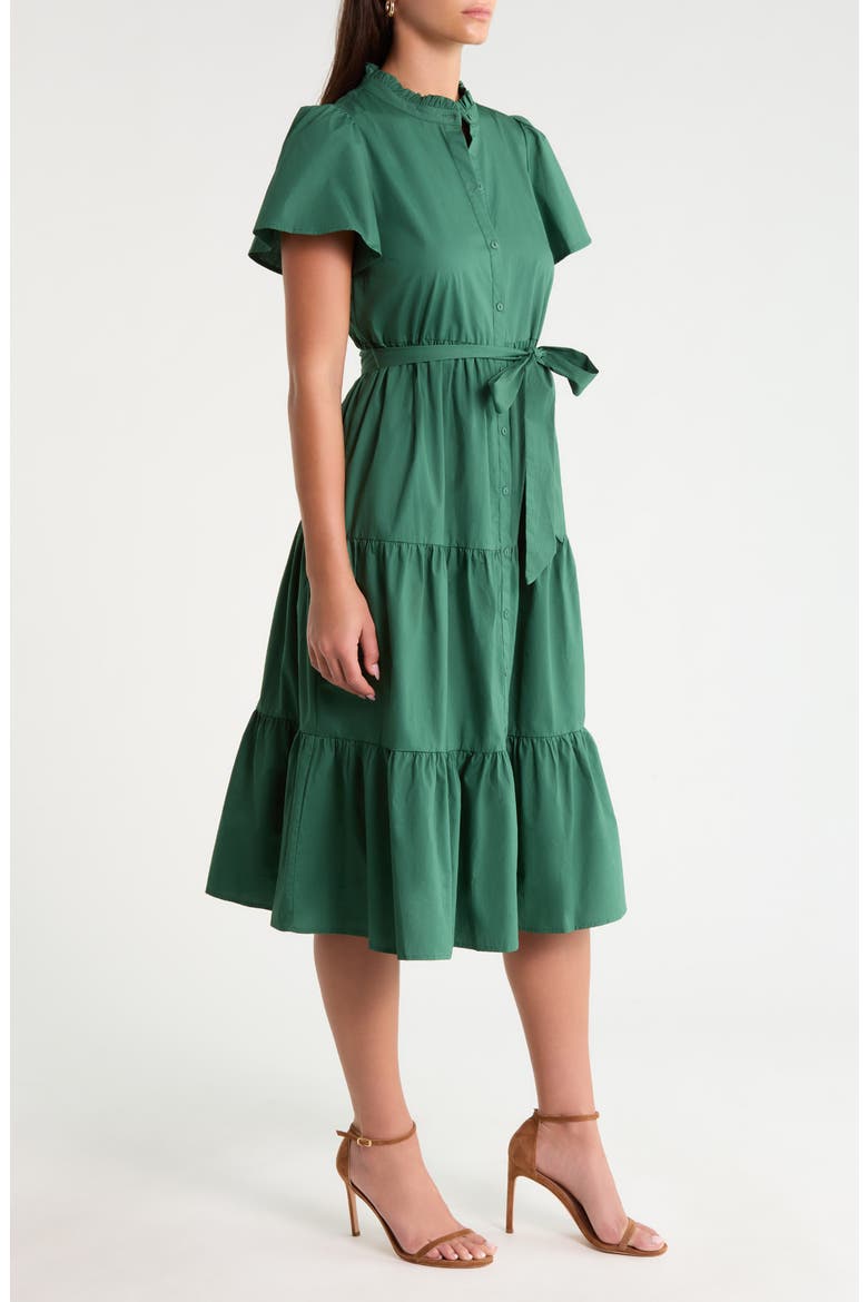 Bellucci Cotton Poplin Tiered Dress, Alternate, color, EMERALD