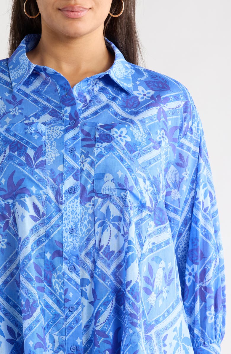 SUGARLIPS Kaidy Tropical Print Shirt, Alternate, color, Blue-Mul