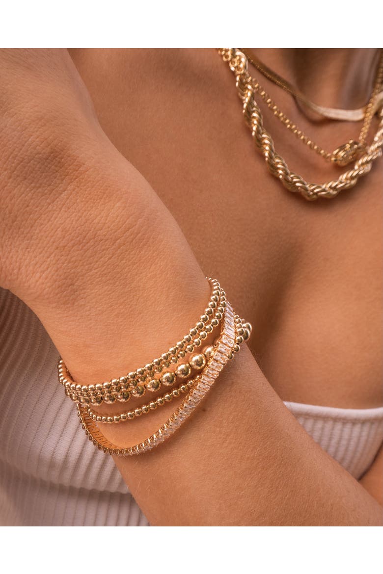 Small Bead Bracelet, Alternate, color, Gold