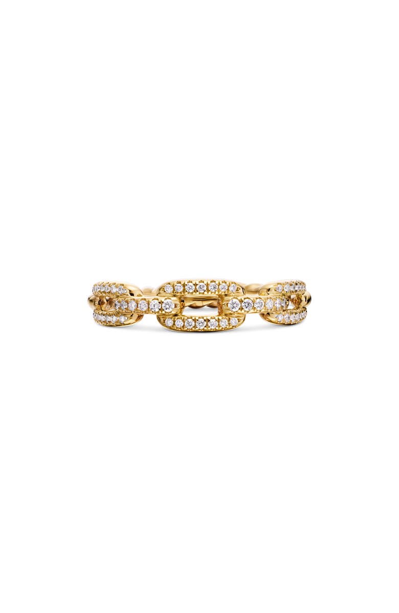 David Yurman Stax Chain 18K Gold Pavé Chain Link Ring with Diamonds, 4.5mm, Main, color, Yellow Gold/ Diamond