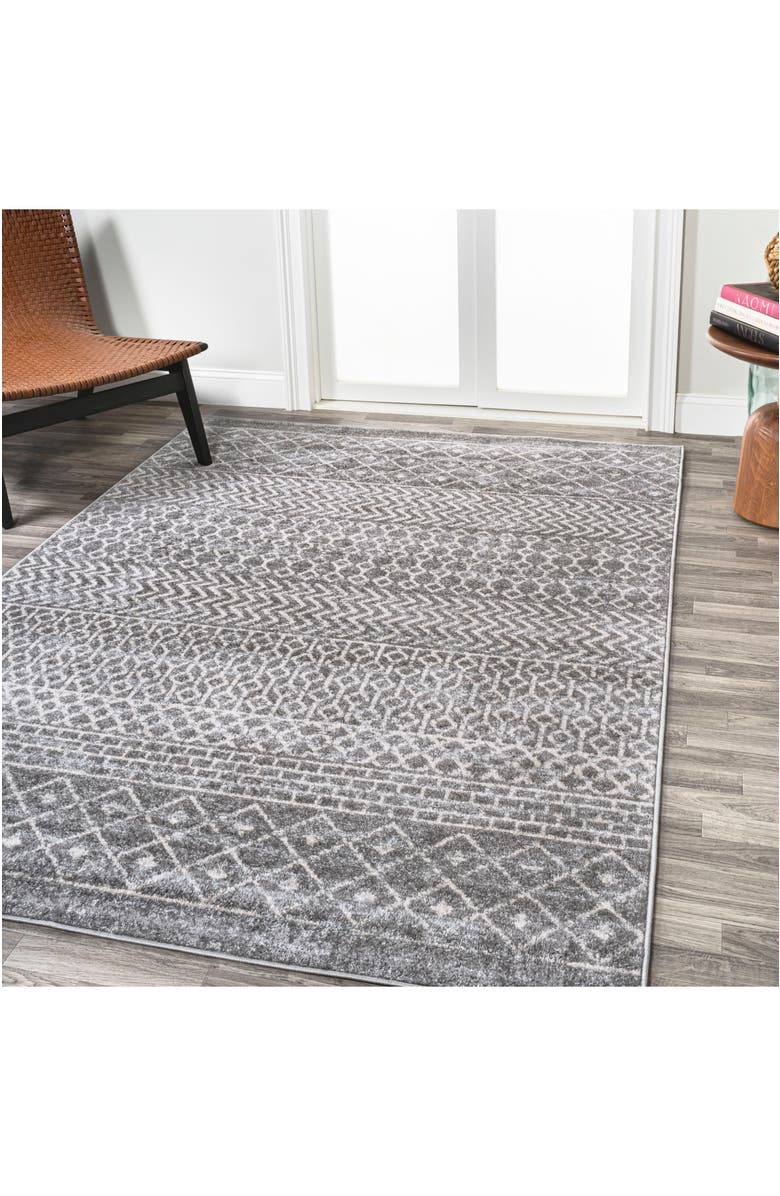 JONATHAN Y Arta Moroccan Vintage Geometric Area Rug, Alternate, color, Gray/Cream