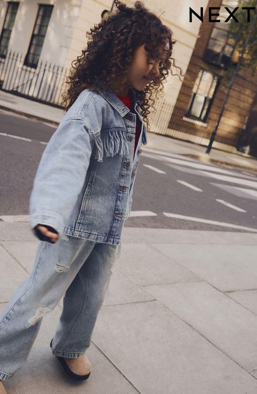 Next Kids' Fringe Denim Trucker Jacket In Blue