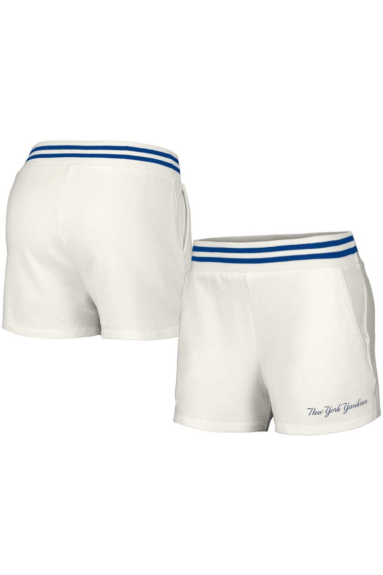 Women's Lusso  White New York Yankees Maeg Tri-Blend Pocket Shorts, Main, color, White