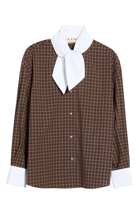 Check Cotton Poplin Button-Up Shirt