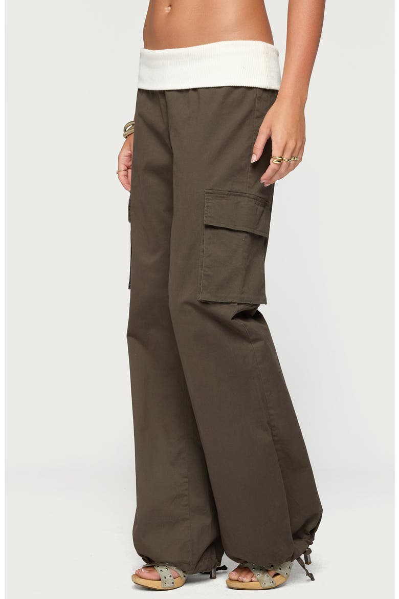Jolee Ribbed Foldover Cargo Pants, Alternate, color, OLIVE