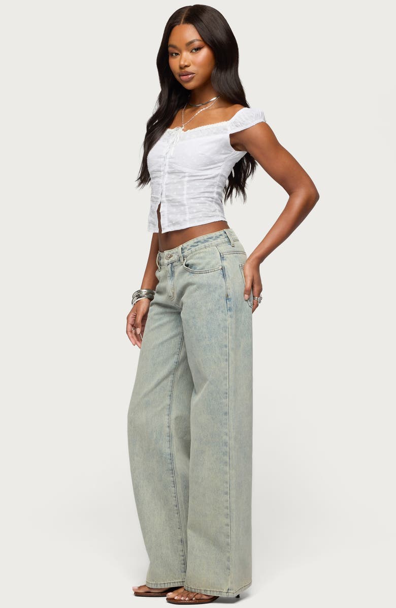 EDIKTED Magda Acid Wash Wide Leg Jeans, Alternate, color, 