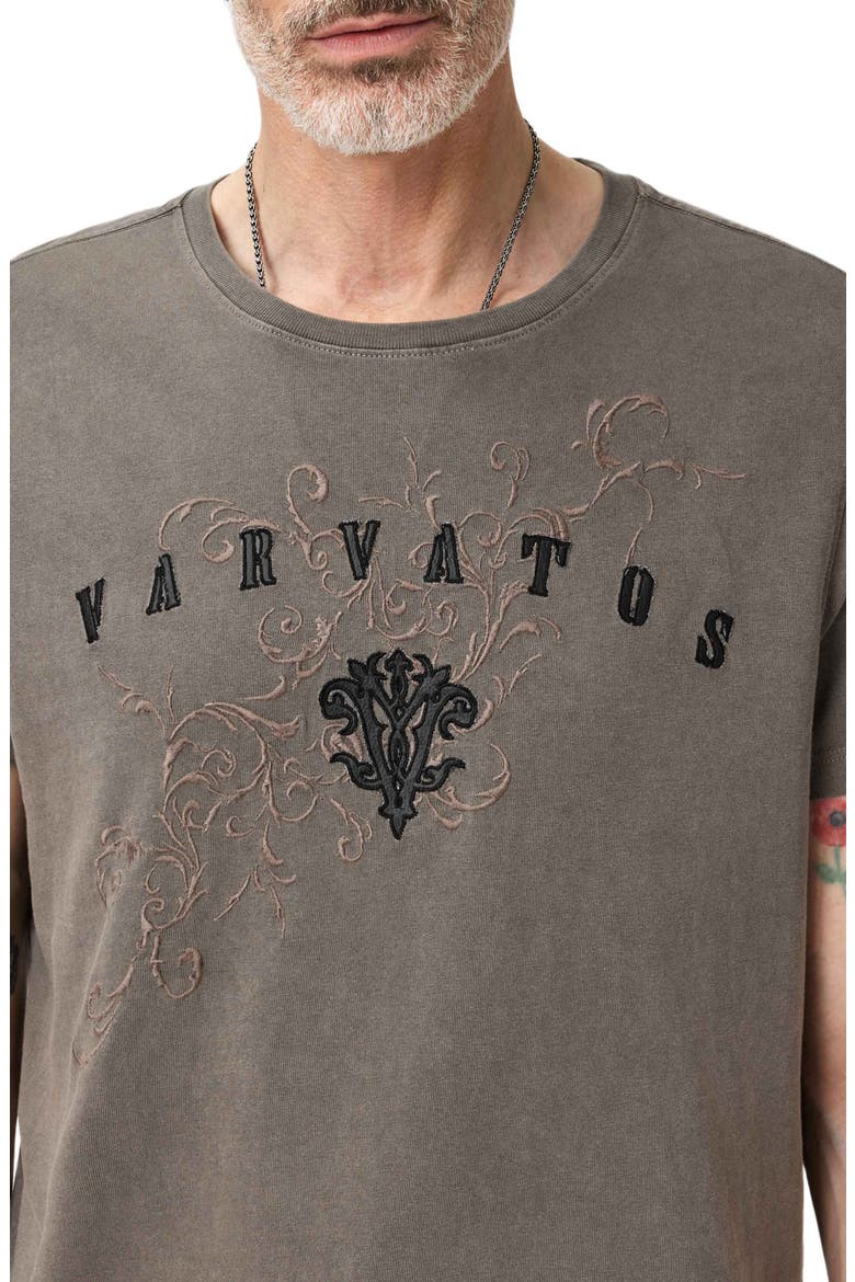 Embroidered Monogram Organic Cotton T-Shirt, Alternate, color, FLAGSTONE GREY