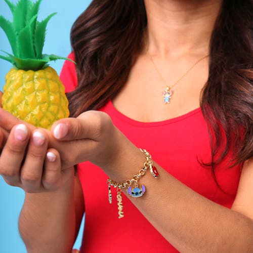 Disney Lilo And Stitch Fashion Stitch Charm Bracelet, 7+1'' Chain In Gold