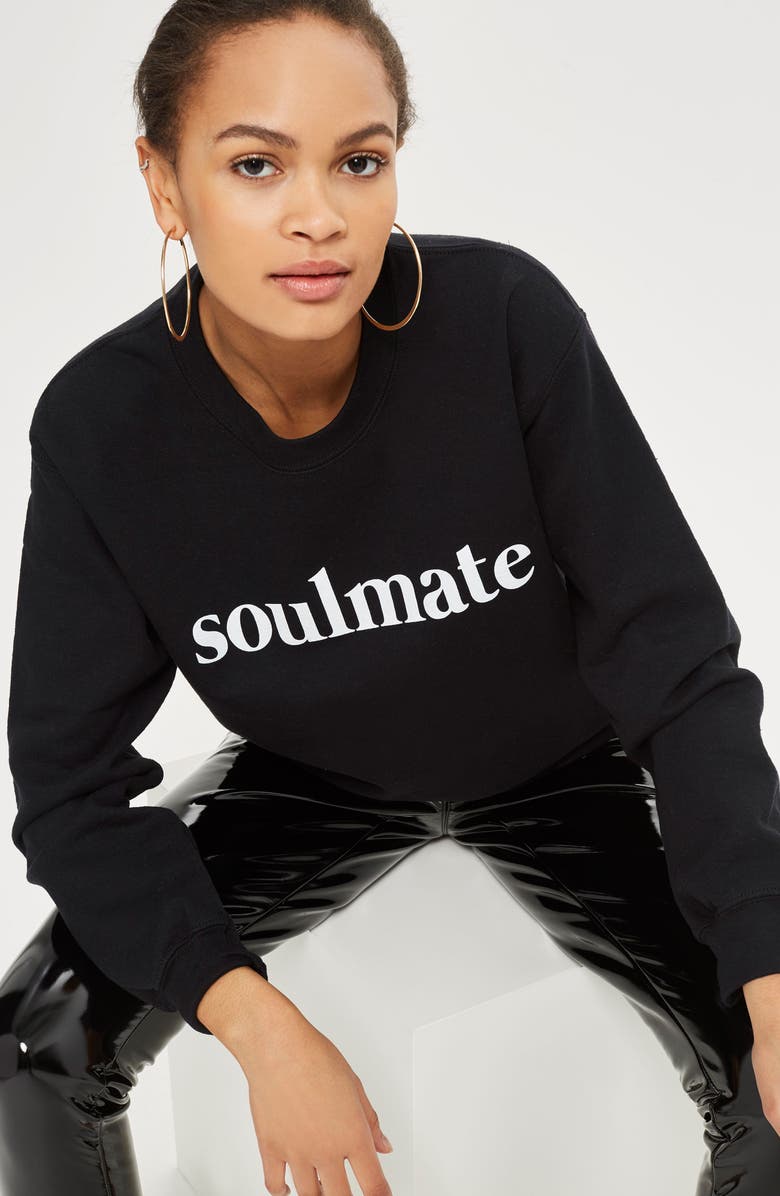 Topshop Soulmate Graphic Sweatshirt, Alternate, color,