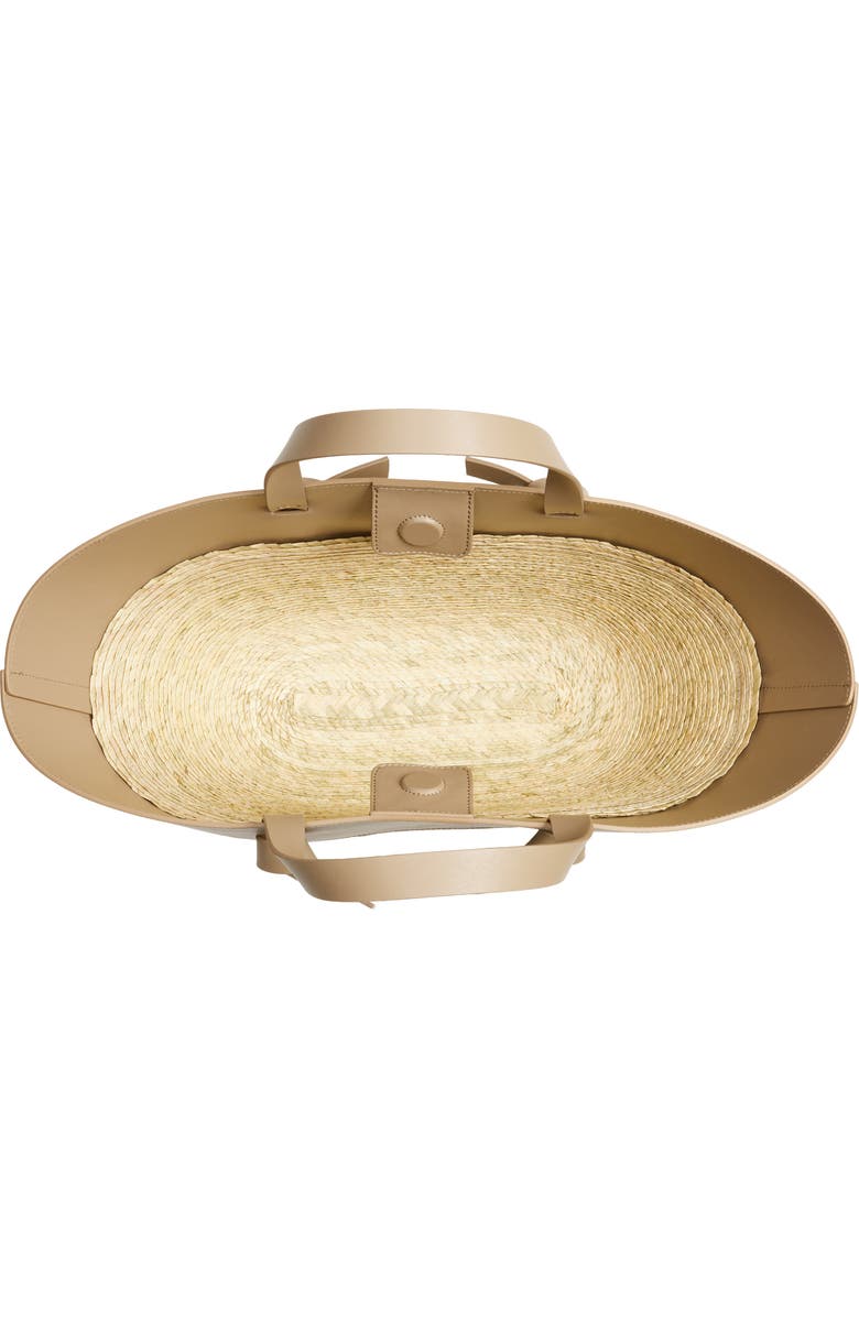 Altuzarra Small Knot Straw & Leather Tote, Alternate, color, Mouton