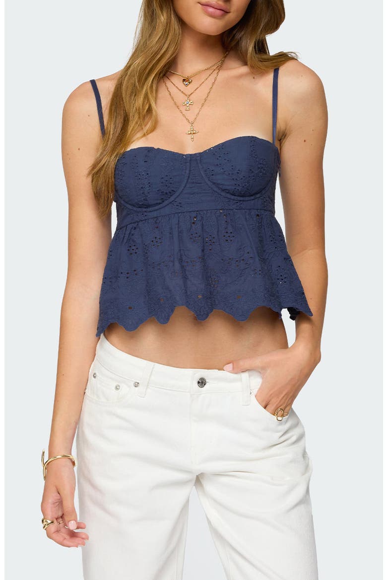 Emme Cotton Eyelet Crop Top, Main, color, BLUE