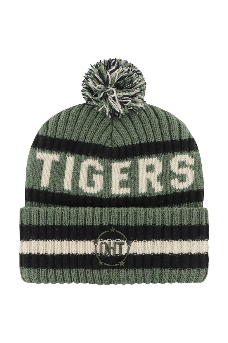 Men's '47 Green Clemson Tigers OHT Military Appreciation Bering Cuffed Knit Hat with Pom, Alternate, color, Green