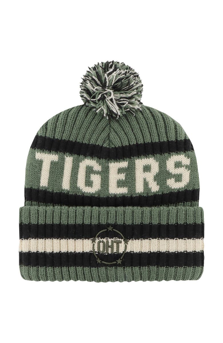 '47 Men's '47 Green Clemson Tigers OHT Military Appreciation Bering Cuffed Knit Hat with Pom, Alternate, color, Green