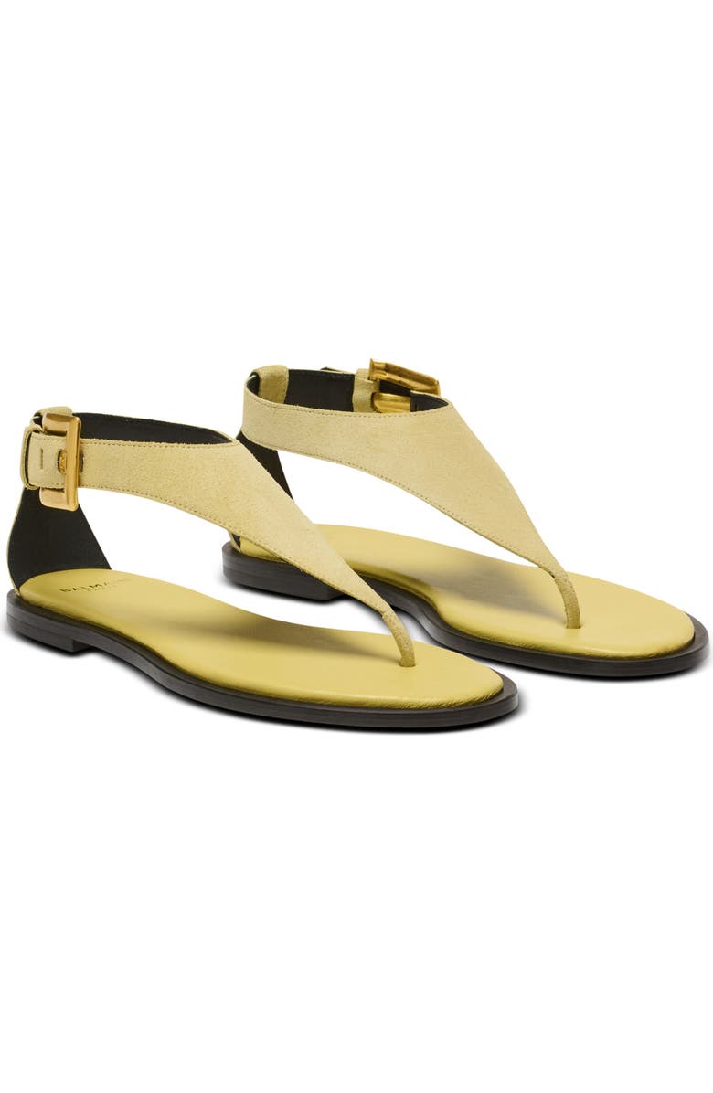 Balmain Anthem flat toe-post sandals in suede, Main, color, Beige