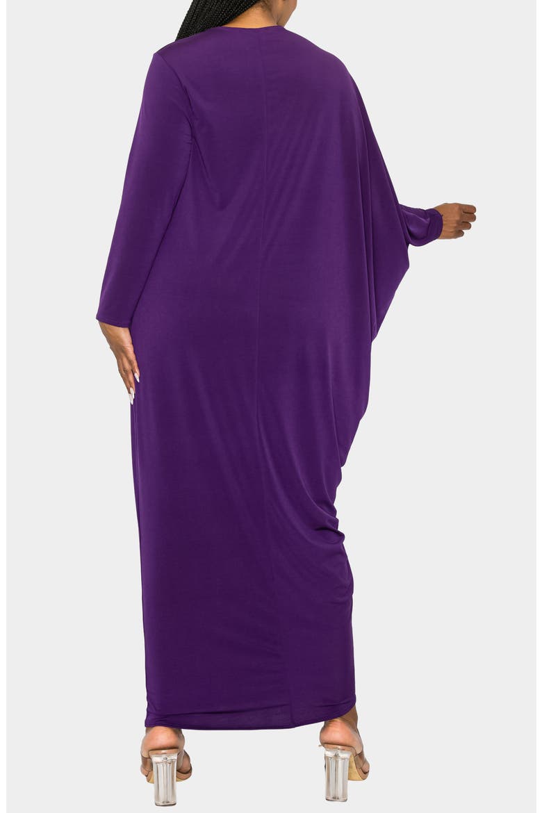 Louella Asymmetrical Long Sleeve Stretch Maxi Dress, Alternate, color, PURPLE