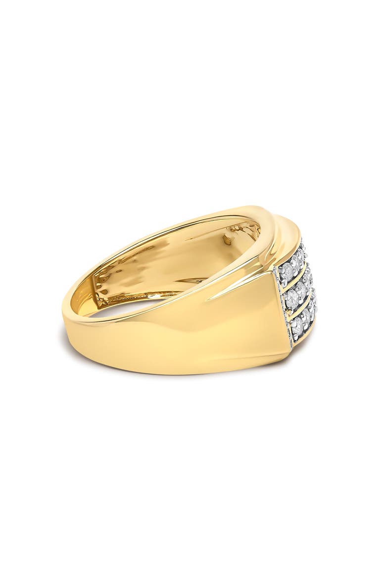 Men's 14K Yellow Gold Plated Sterling Silver 3/4 Cttw Diamond 3 Row Band Ring, Alternate, color, Yellow Gold over Silver
