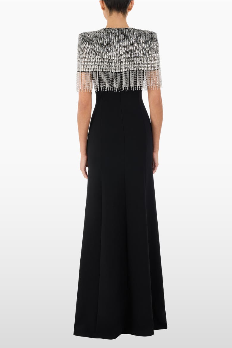Sabine Beaded-Fringed Maxi Dress, Alternate, color, Liquorice