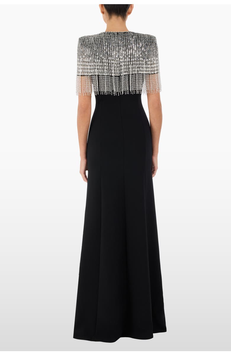Jenny Packham Sabine Beaded-Fringed Maxi Dress, Alternate, color, Liquorice