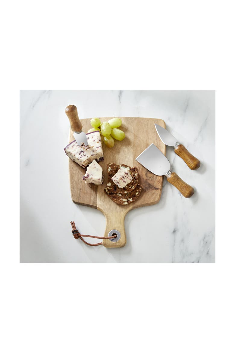 Paddle Board and Cheese Utensil Set Natural Serving Boards, Alternate, color, Beige