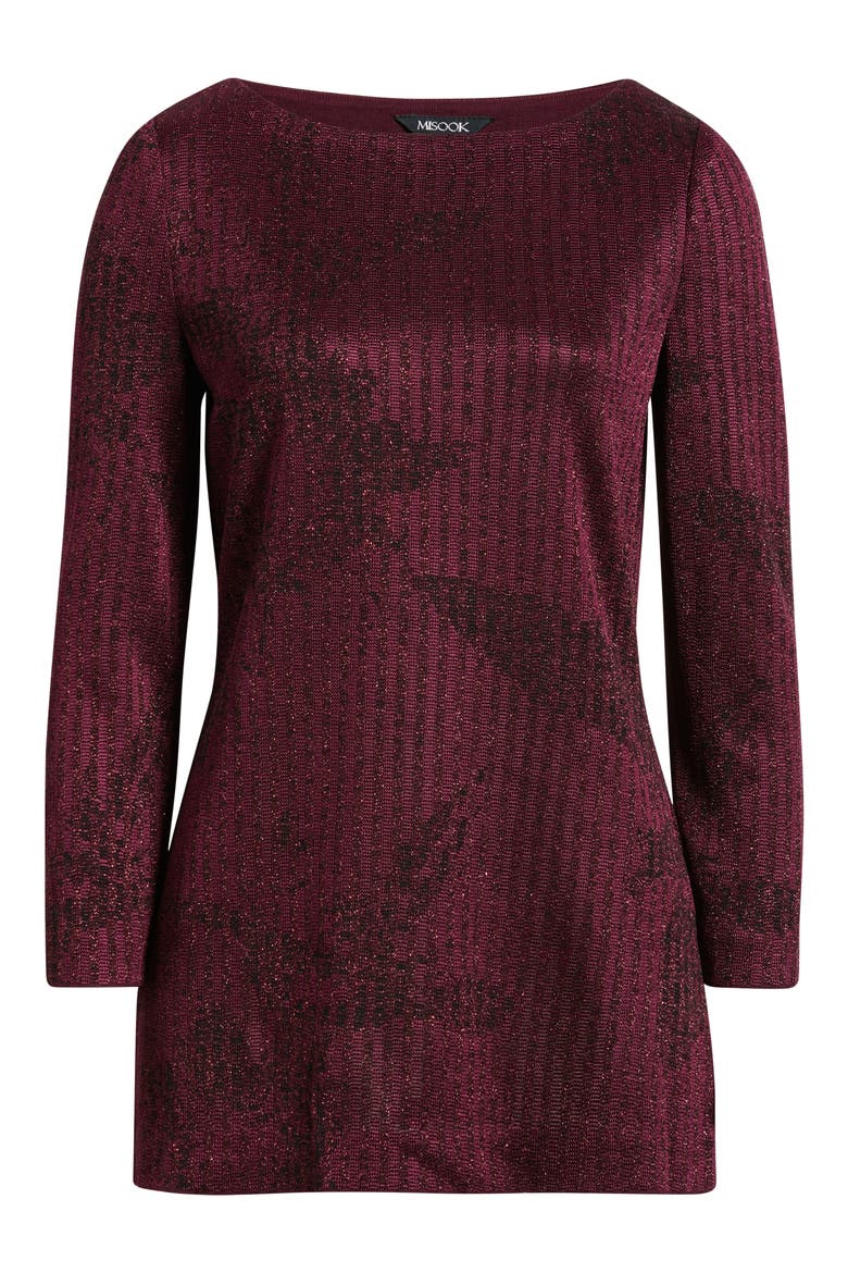 Metallic Tonal Stripe Tunic, Alternate, color, SANGRIA/ BLACK
