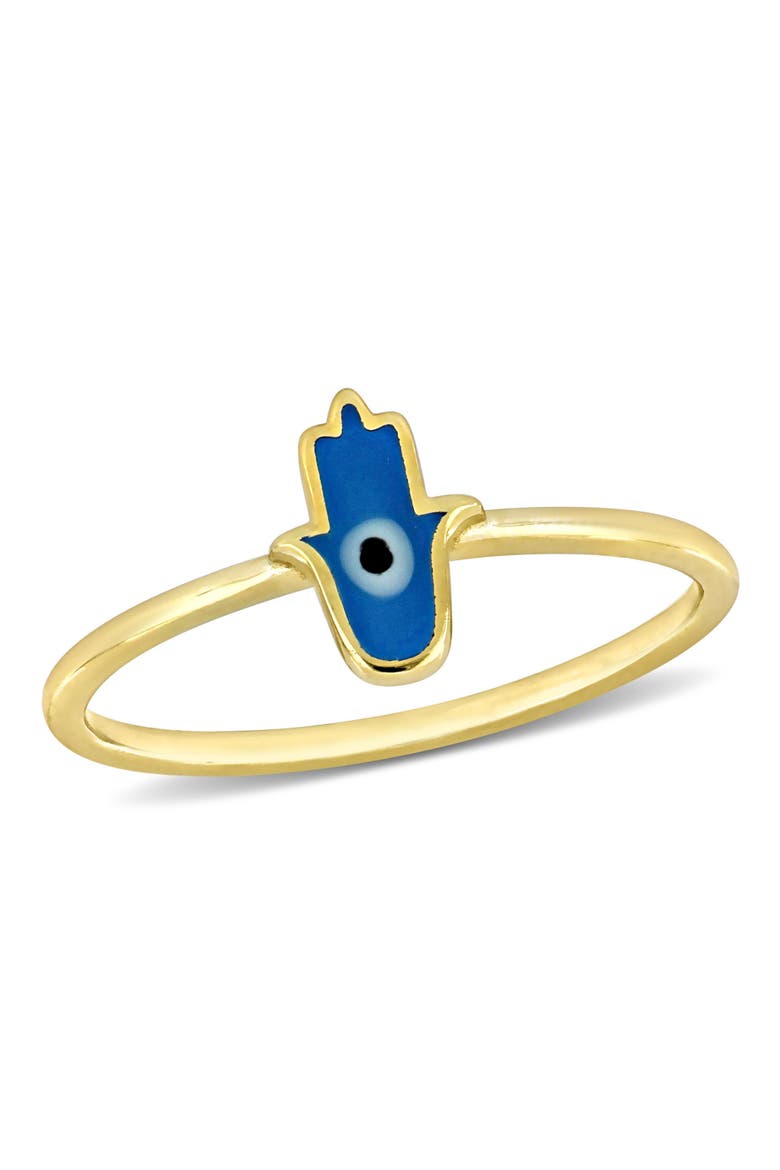 Turquoise & White Enamel Hamsa Ring 14k Gold, Main, color, Turquoise
