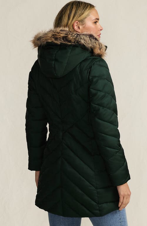 Lands' End Plus Size Featherfree Cozy Fleece Lined Winter Coat In Green