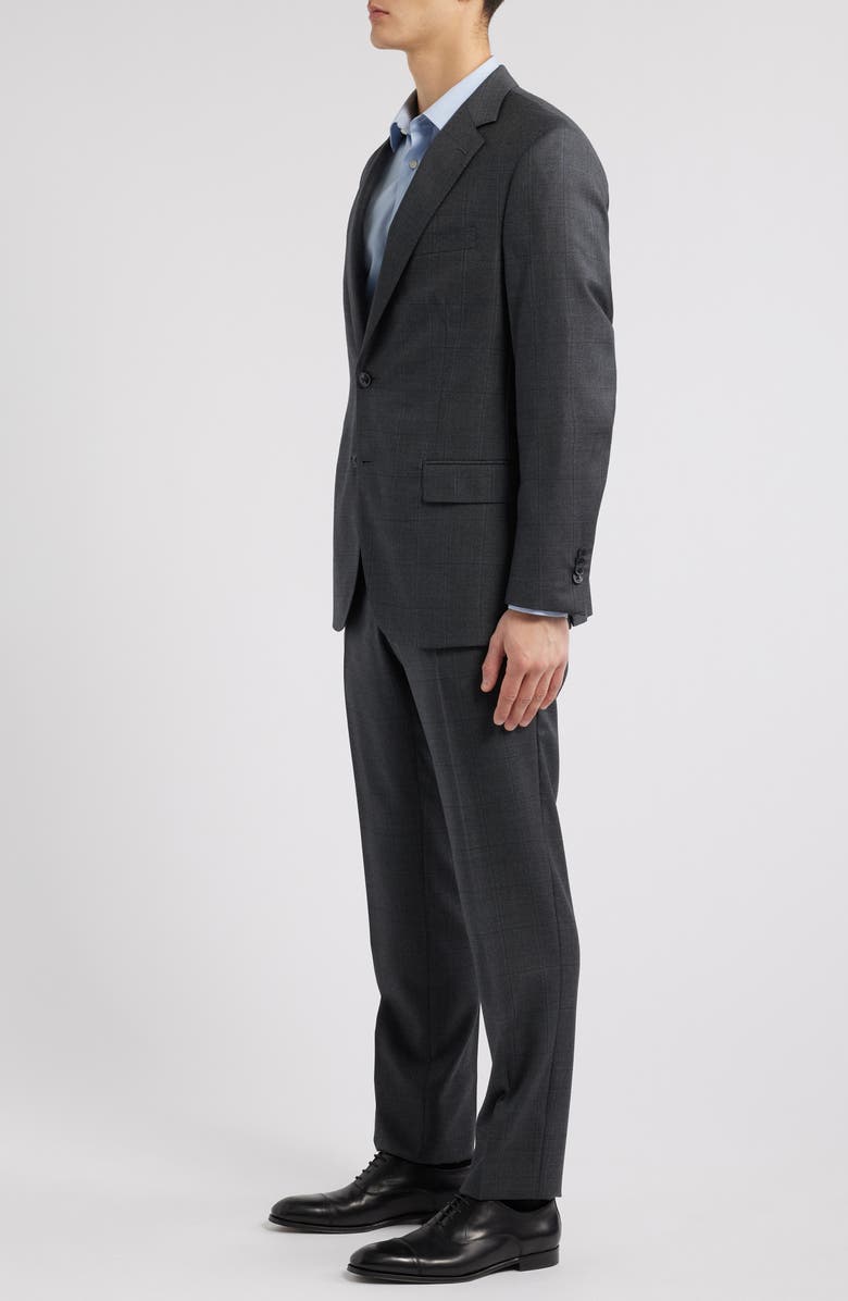 Peter Millar Hartford Classic Fit Black Glen Plaid Wool Suit, Alternate, color, Charcoal