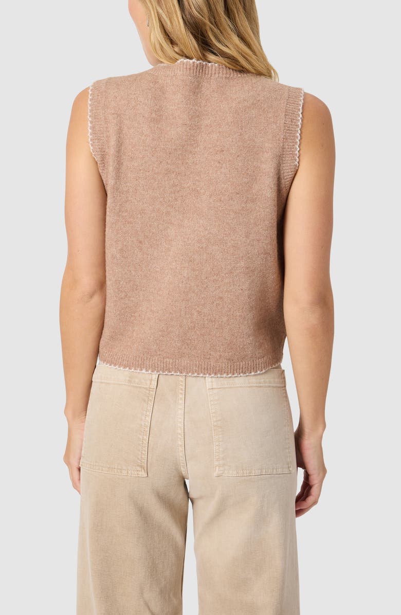 All in Favor Contrast Stitch Sweater Vest, Alternate, color, Oatmeal Ivory