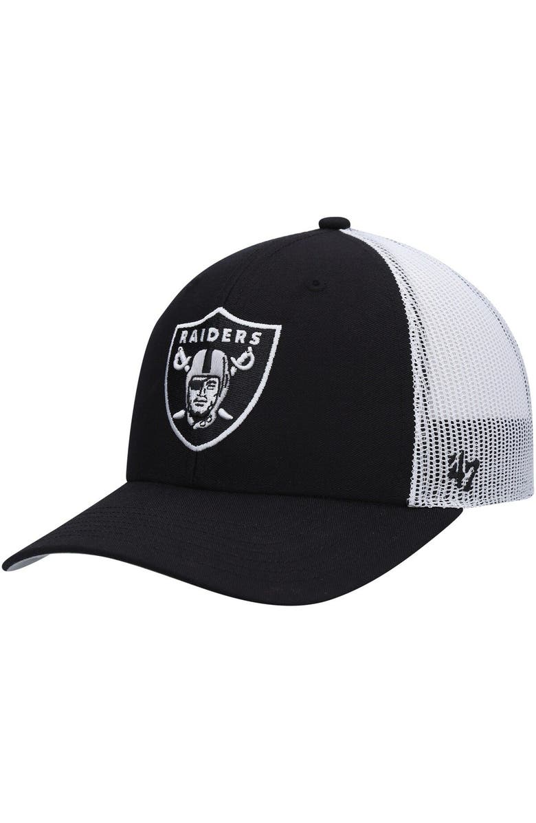 '47 Youth '47 Black/White Las Vegas Raiders Adjustable Trucker Hat, Main, color, 