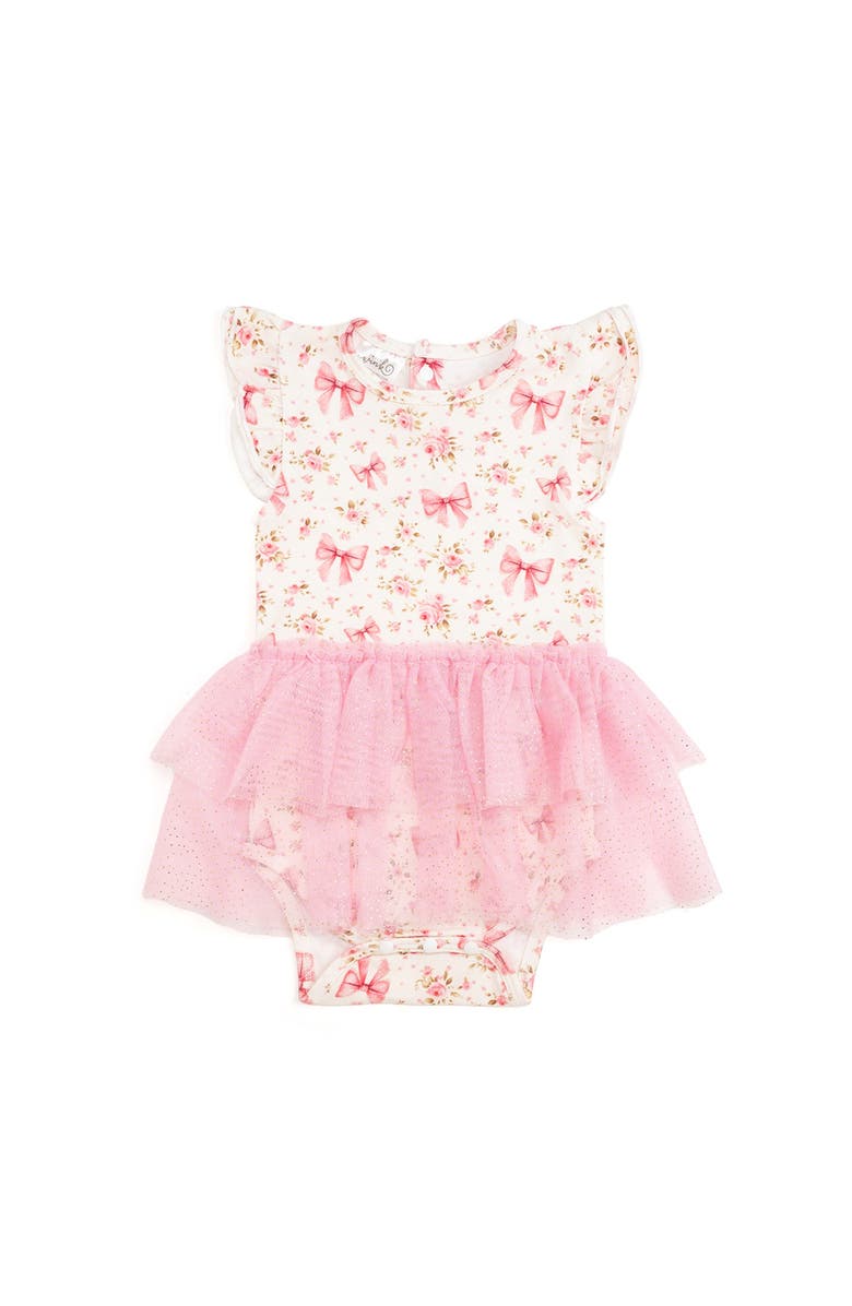 Sweet Wink Ditsy Floral Short Sleeve Tutu Bodysuit, Main, color, Multicolor