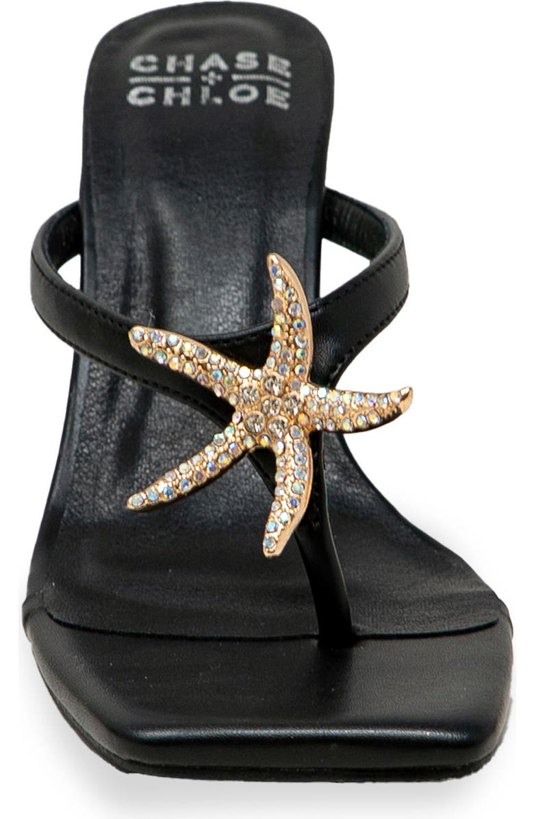 CHASE AND CHLOE Starfish Post Toe Wedge Heel Sandal, Alternate, color, Black