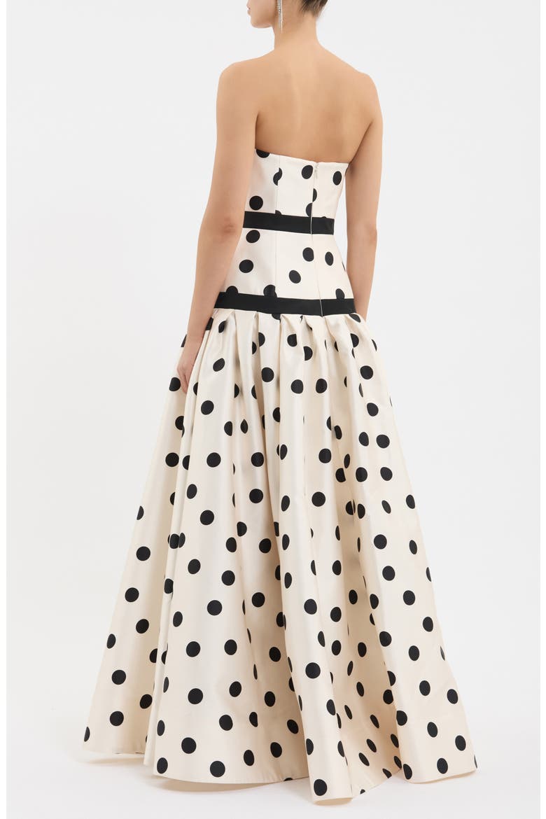 Bacio Polka Dot Strapless Gown, Alternate, color, SPOT
