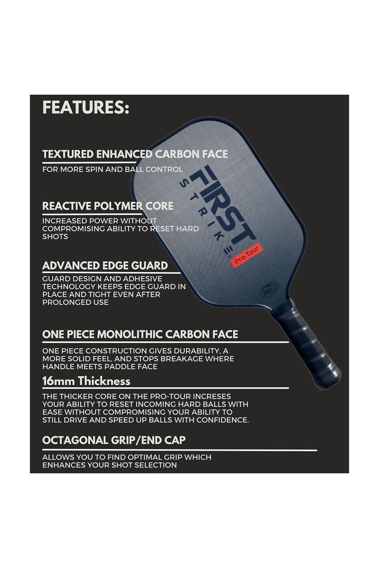 Pro Tour Pickleball Paddle 16 mm, Alternate, color, Black