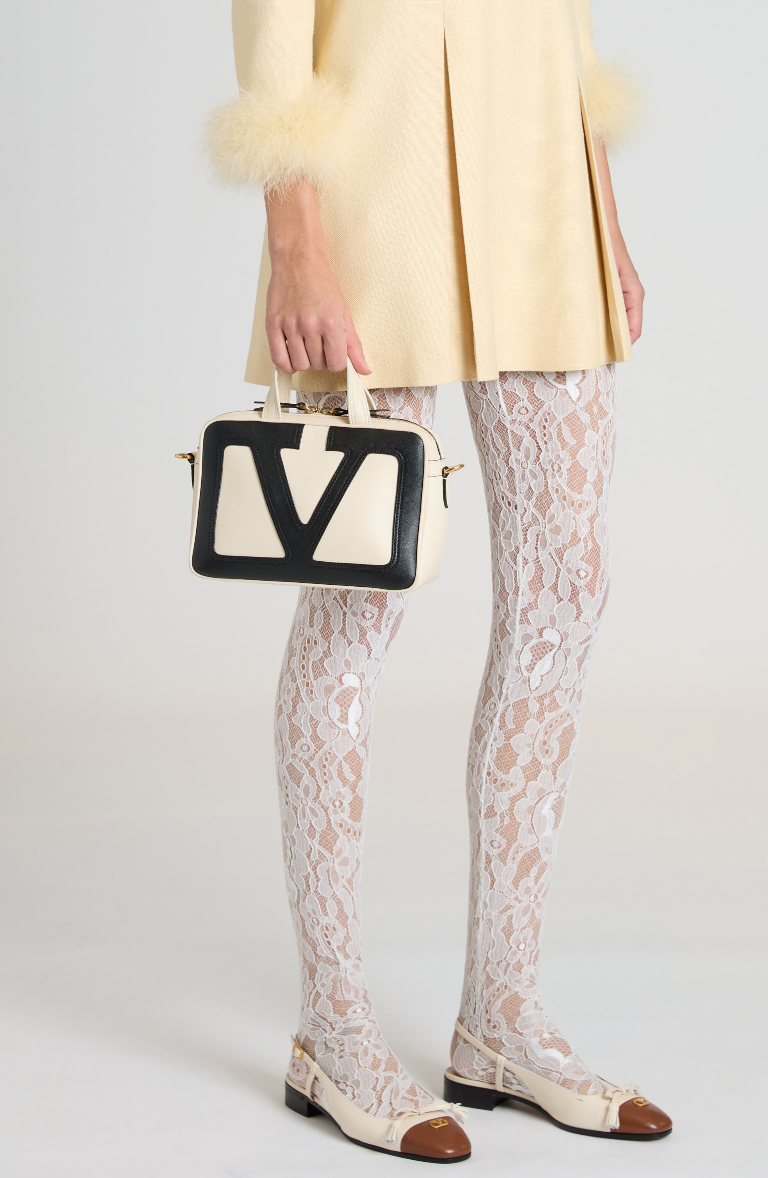 Valentino Garavani Small Viva Superstar Leather Duffle Bag, Alternate, color, R4v Butter White/ Nero