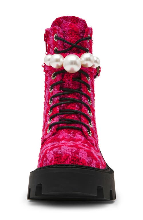 Betsey Johnson Jonnie Lug Sole Boot In Red