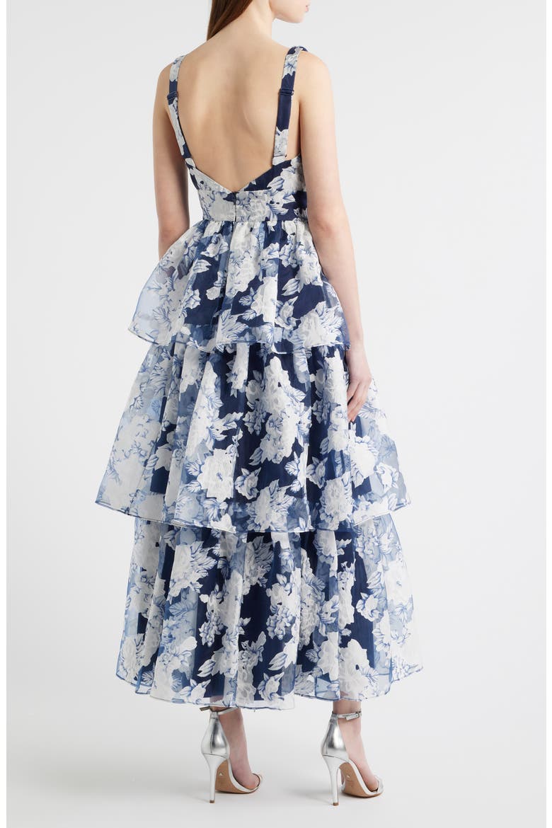 Vallia Floral Tiered Gown, Alternate, color, NAVY FLORAL
