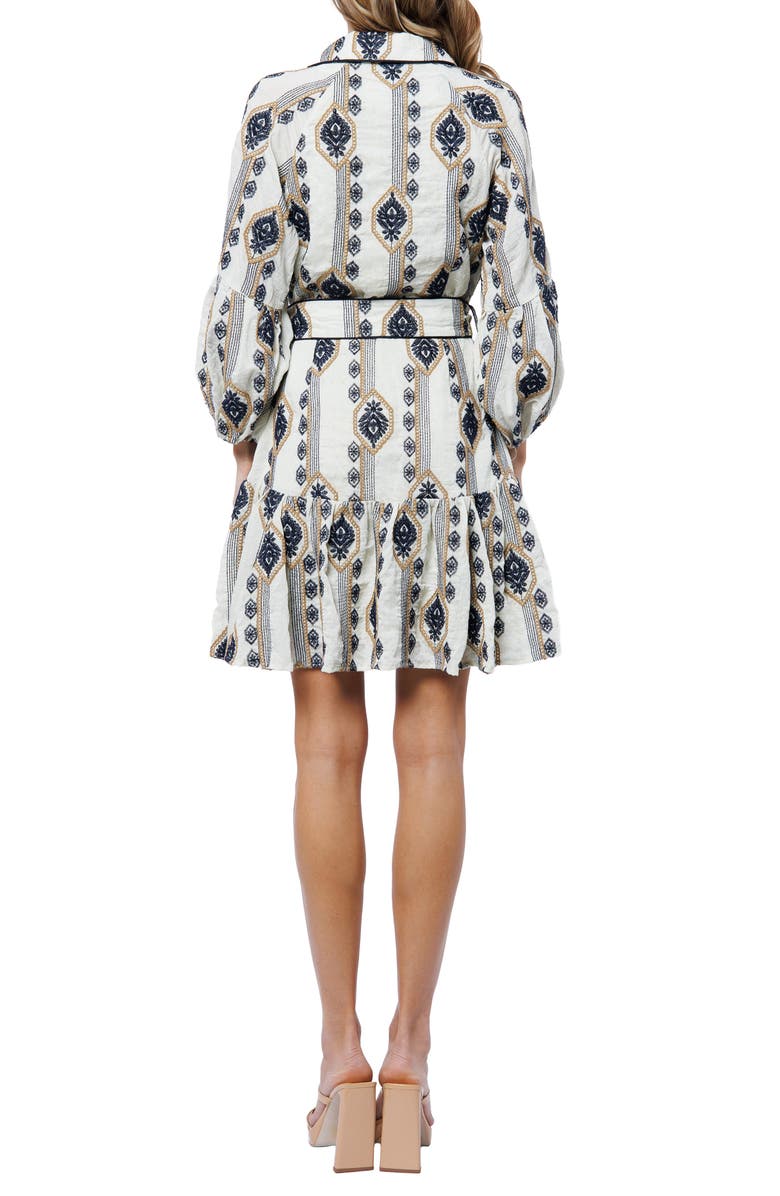 CIEBON Jasper Embroidered Long Sleeve Belted Shirtdress, Alternate, color, White Multi
