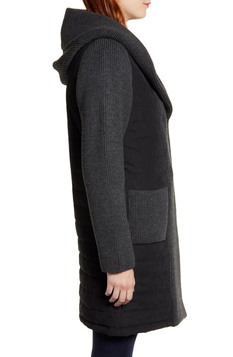 Kristen Blake Quilted & Knit Contrast Coat, Alternate, color,