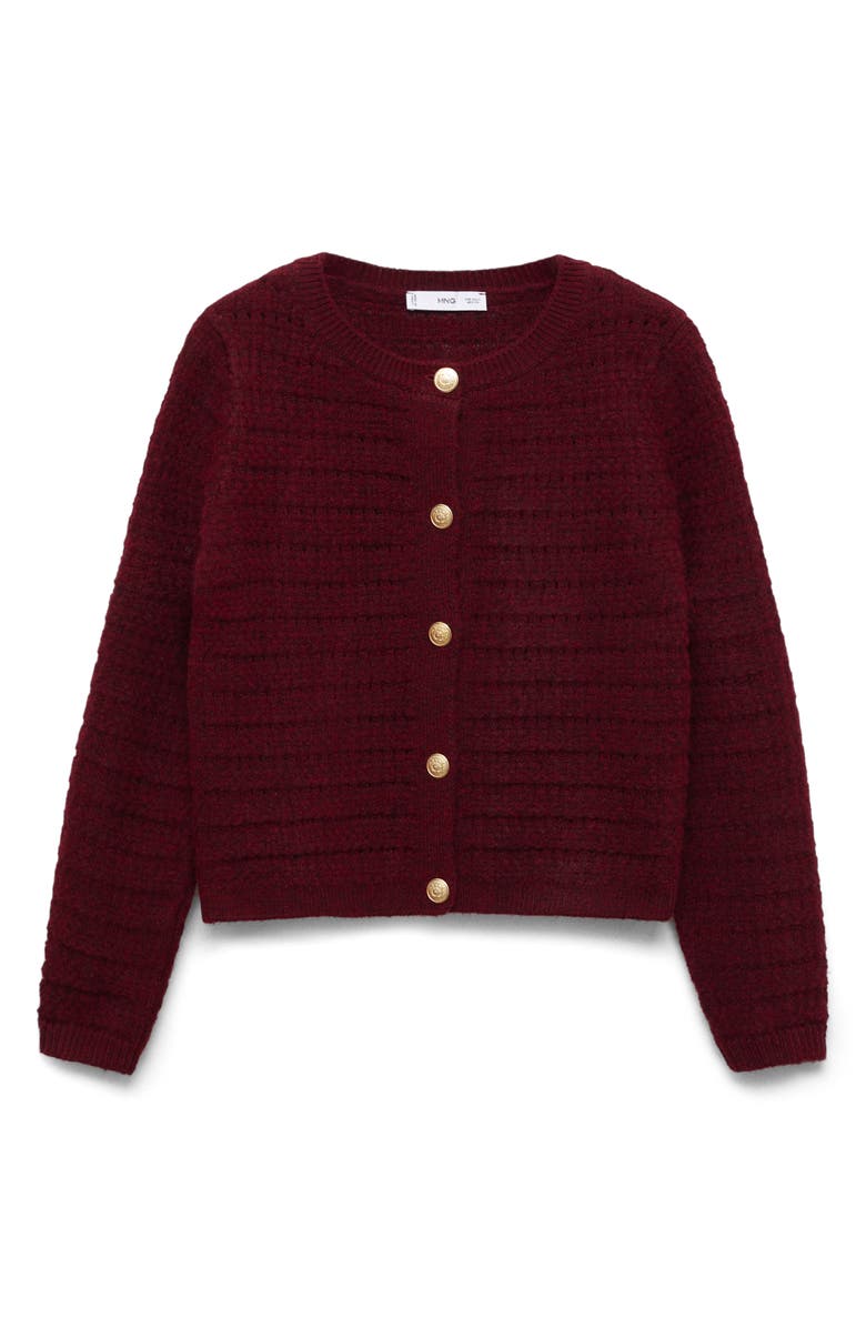 MANGO Open Stitch Cardigan, Alternate, color, Wine