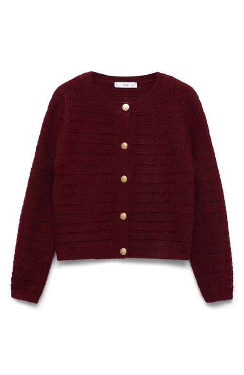 Mango Open Stitch Cardigan In Wine