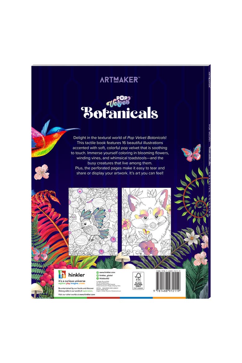 Pop Velvet, Botanicals, Adult Creative Coloring, 16 Designs, Alternate, color, Multicolored