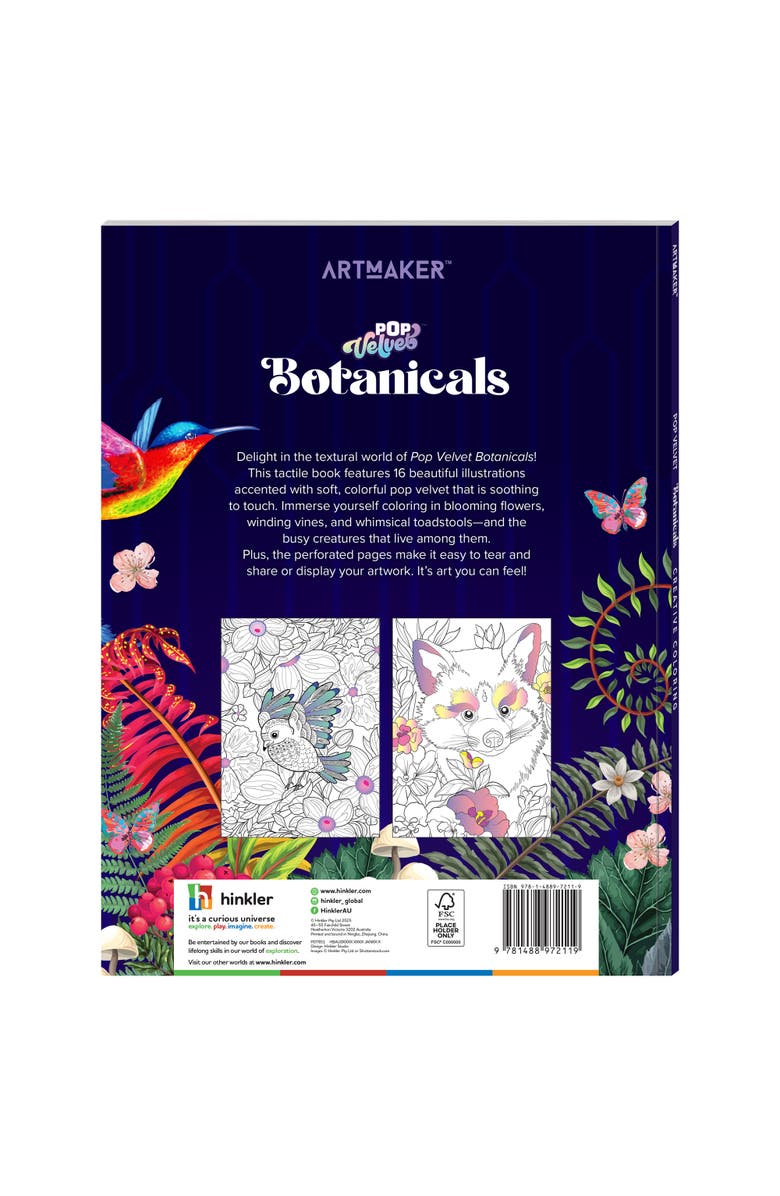 Art Maker Pop Velvet, Botanicals, Adult Creative Coloring, 16 Designs, Alternate, color, Multicolored