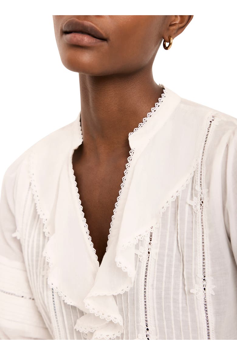 Cotton Ruffle Blouse, Alternate, color, Ivory