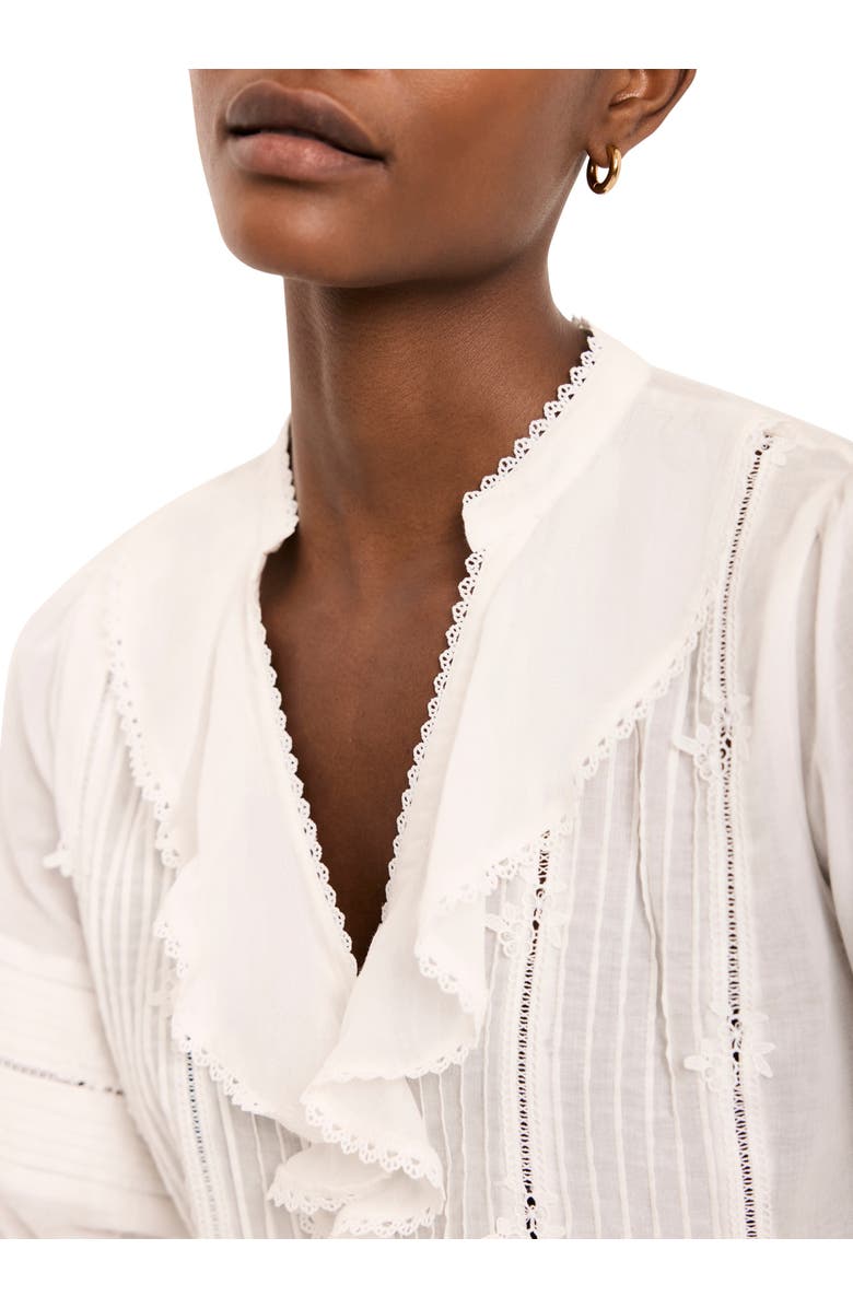 MINT VELVET Cotton Ruffle Blouse, Alternate, color, Ivory