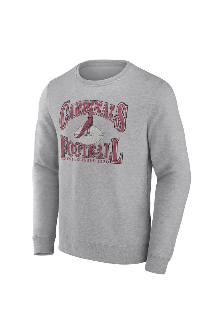 Men's Fanatics Branded Heathered Charcoal Arizona Cardinals Playability Pullover Sweatshirt, Alternate, color, Heather Gray