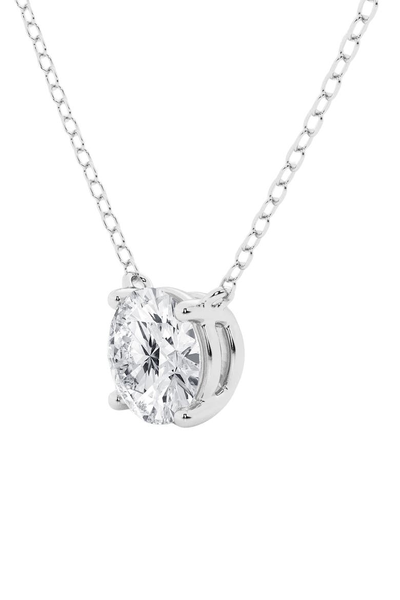 14K Gold Round Cut Lab-Created Diamond Pendant Necklace - 1.0ct, Alternate, color, WHITE